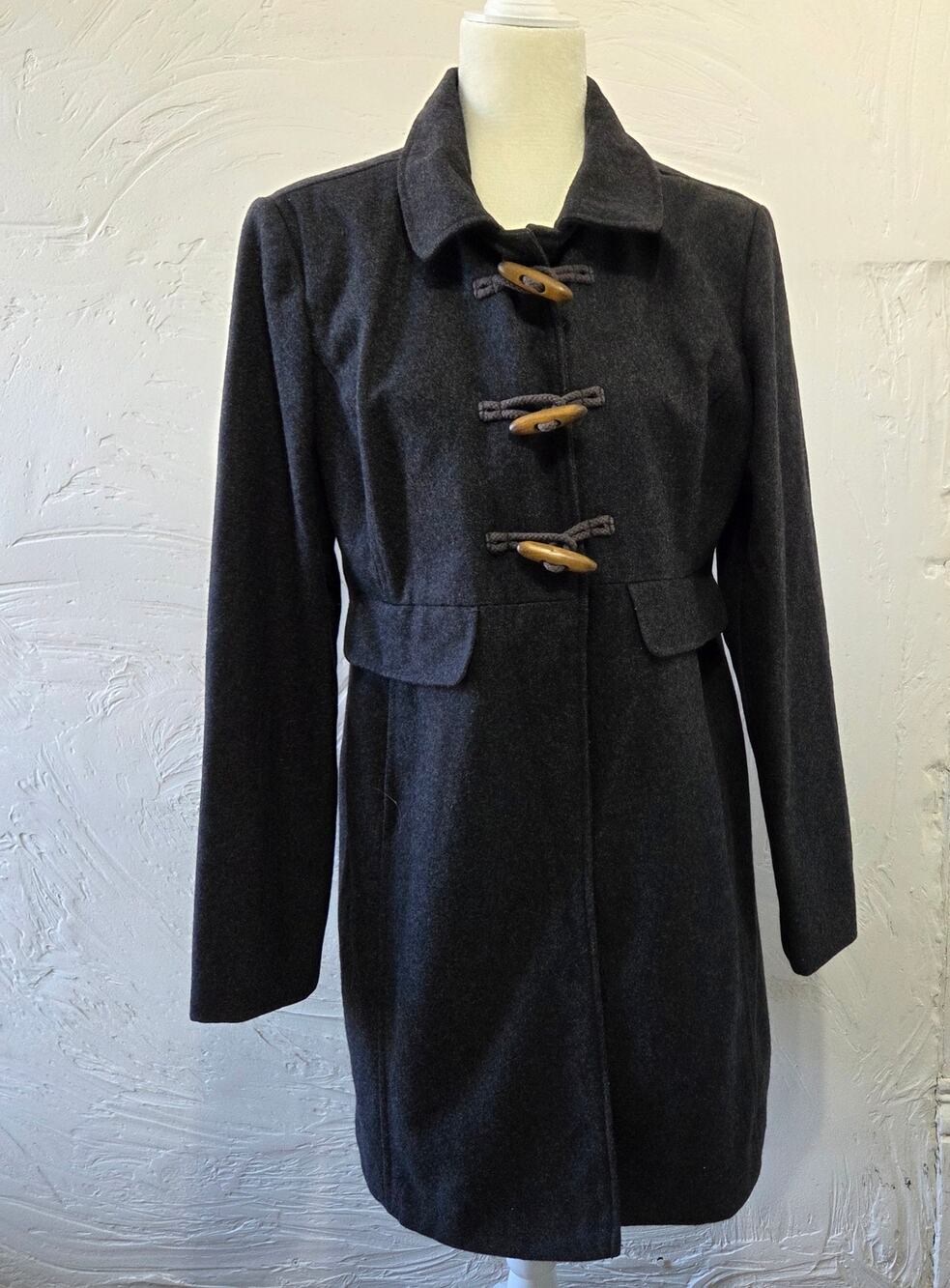 Old Navy Gray Wool Pea Coat Woman's Size Large Like New